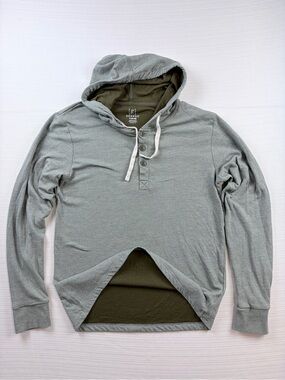 George Men's Hooded Henley Shirt - Sage/Olive Two-Tone Size S